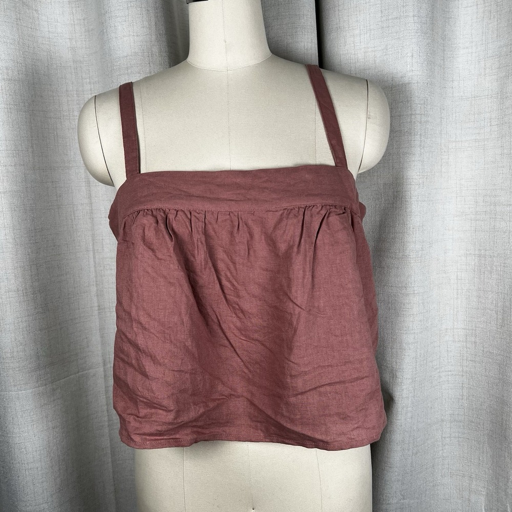 Abercrombie & Fitch Dusty Rose Linen-Blend Crop Tank